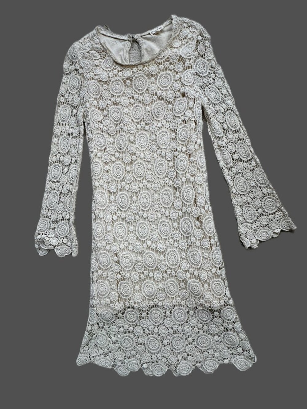 Women's Crochet Lace Dress Cream on Tan Size Small by Maison Jules
